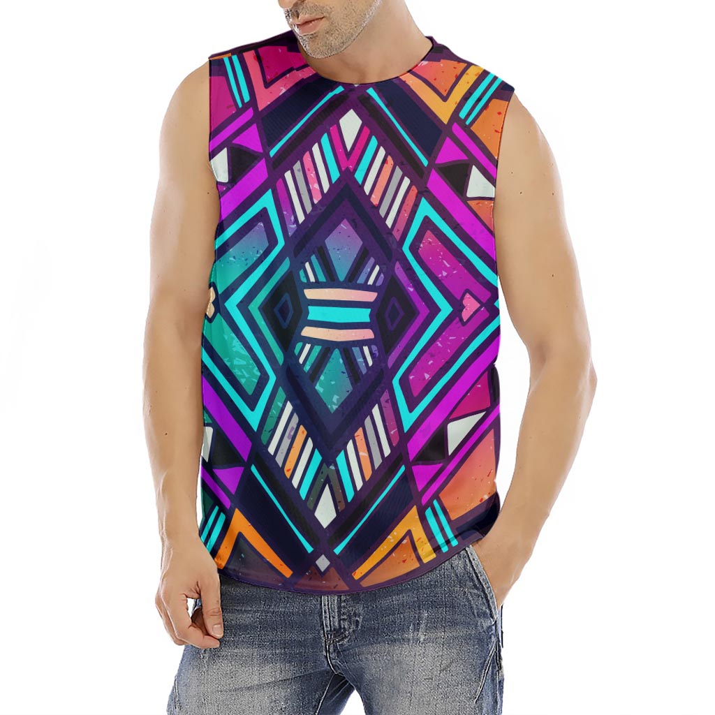 Ethnic Aztec Trippy Print Men's Fitness Tank Top