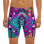 Ethnic Aztec Trippy Print Men's Long Boxer Briefs