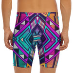 Ethnic Aztec Trippy Print Men's Long Boxer Briefs