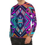 Ethnic Aztec Trippy Print Men's Long Sleeve Rash Guard