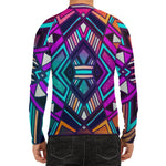 Ethnic Aztec Trippy Print Men's Long Sleeve Rash Guard