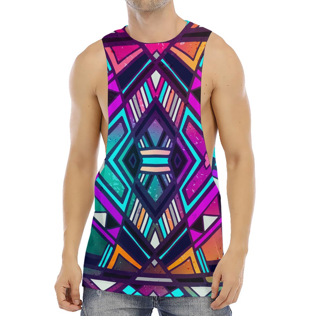 Ethnic Aztec Trippy Print Men's Muscle Tank Top