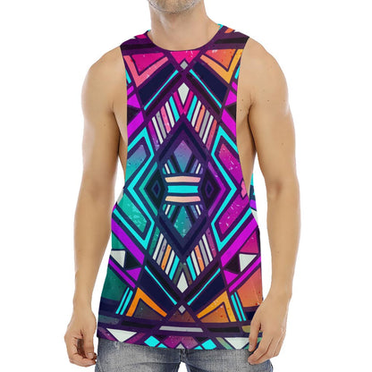 Ethnic Aztec Trippy Print Men's Muscle Tank Top