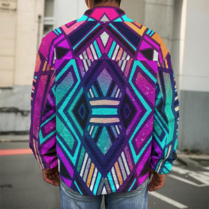 Ethnic Aztec Trippy Print Men's Shirt Jacket