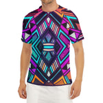 Ethnic Aztec Trippy Print Men's Short Sleeve Rash Guard