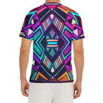 Ethnic Aztec Trippy Print Men's Short Sleeve Rash Guard