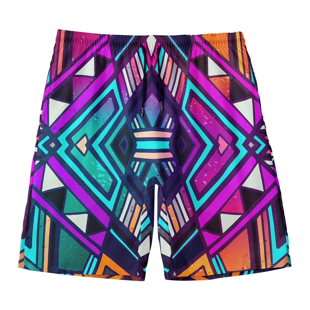 Ethnic Aztec Trippy Print Men's Swim Trunks