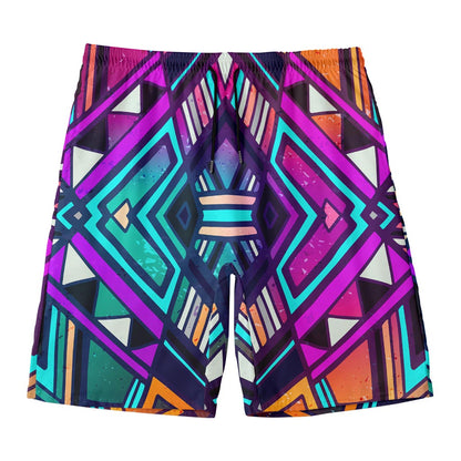 Ethnic Aztec Trippy Print Men's Swim Trunks