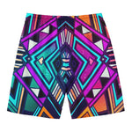 Ethnic Aztec Trippy Print Men's Swim Trunks