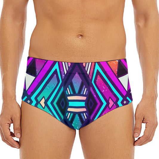 Ethnic Aztec Trippy Print Men's Triangle Swim Briefs