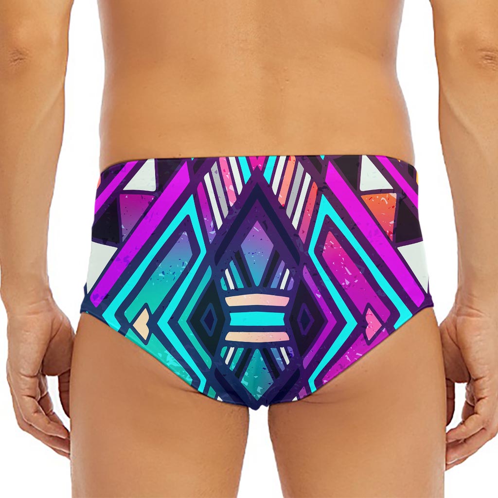 Ethnic Aztec Trippy Print Men's Triangle Swim Briefs