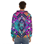 Ethnic Aztec Trippy Print Men's Velvet Pullover Hoodie
