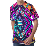 Ethnic Aztec Trippy Print Men's Velvet T-Shirt