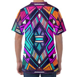 Ethnic Aztec Trippy Print Men's Velvet T-Shirt