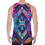 Ethnic Aztec Trippy Print Men's Velvet Tank Top
