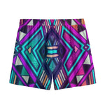 Ethnic Aztec Trippy Print Mesh Shorts