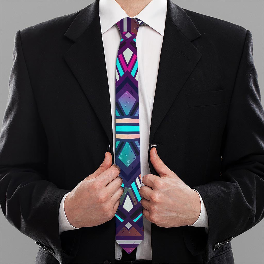 Ethnic Aztec Trippy Print Necktie