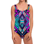 Ethnic Aztec Trippy Print One Piece Swimsuit