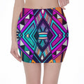 Ethnic Aztec Trippy Print Pencil Mini Skirt