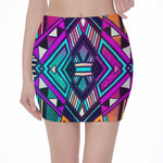 Ethnic Aztec Trippy Print Pencil Mini Skirt