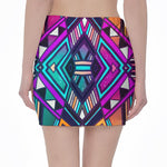 Ethnic Aztec Trippy Print Pencil Mini Skirt