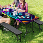 Ethnic Aztec Trippy Print Picnic Table Cover