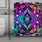 Ethnic Aztec Trippy Print Polyester Shower Curtain