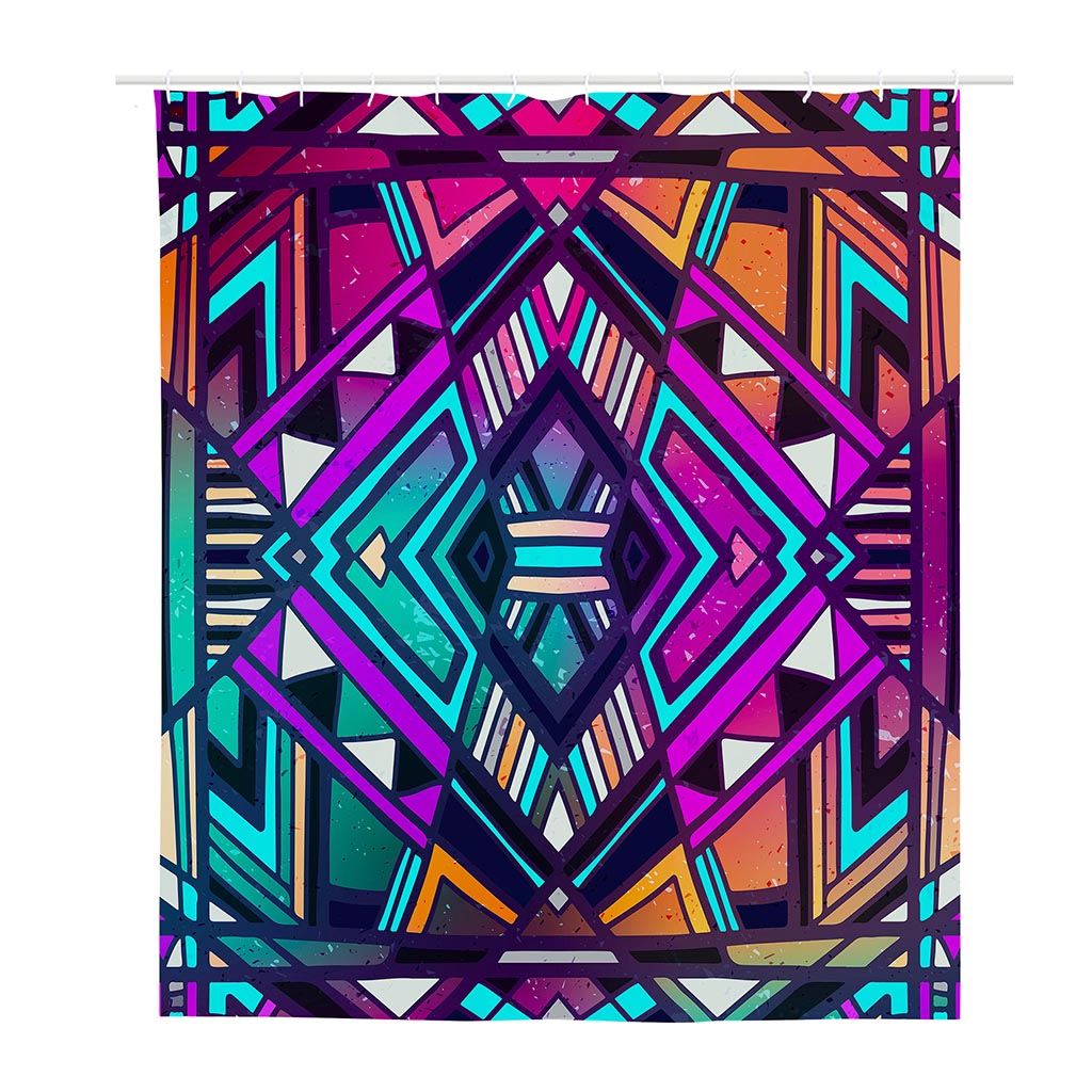 Ethnic Aztec Trippy Print Polyester Shower Curtain