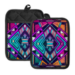 Ethnic Aztec Trippy Print Pot Holders With Pocket