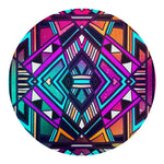 Ethnic Aztec Trippy Print Round Blanket