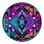 Ethnic Aztec Trippy Print Round Floor Mat