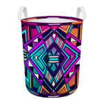 Ethnic Aztec Trippy Print Round Laundry Basket