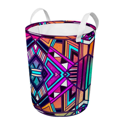 Ethnic Aztec Trippy Print Round Laundry Basket