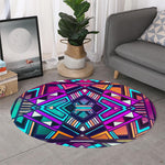 Ethnic Aztec Trippy Print Round Rug
