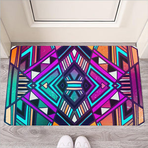 Ethnic Aztec Trippy Print Rubber Doormat