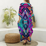 Ethnic Aztec Trippy Print Silk V-Neck Kaftan Dress