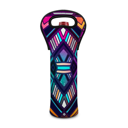 Ethnic Aztec Trippy Print Single Neoprene Wine Tote