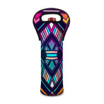 Ethnic Aztec Trippy Print Single Neoprene Wine Tote