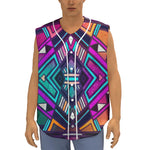 Ethnic Aztec Trippy Print Sleeveless Baseball Jersey