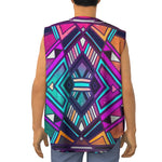 Ethnic Aztec Trippy Print Sleeveless Baseball Jersey