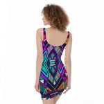 Ethnic Aztec Trippy Print Sleeveless Bodycon Dress