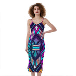 Ethnic Aztec Trippy Print Slim Fit Midi Cami Dress