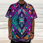 Ethnic Aztec Trippy Print Textured Short Sleeve Shirt
