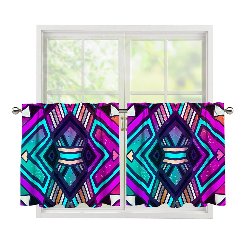 Ethnic Aztec Trippy Print Tier Curtains