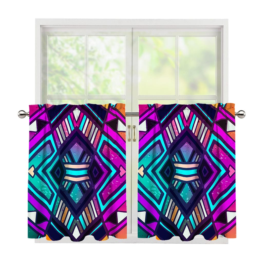 Ethnic Aztec Trippy Print Tier Curtains