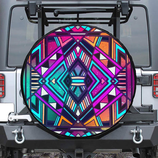 Ethnic Aztec Trippy Print Tire Cover