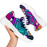 Ethnic Aztec Trippy Print White Chunky Shoes