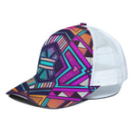 Ethnic Aztec Trippy Print White Mesh Trucker Cap