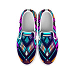 Ethnic Aztec Trippy Print White Slip On Sneakers