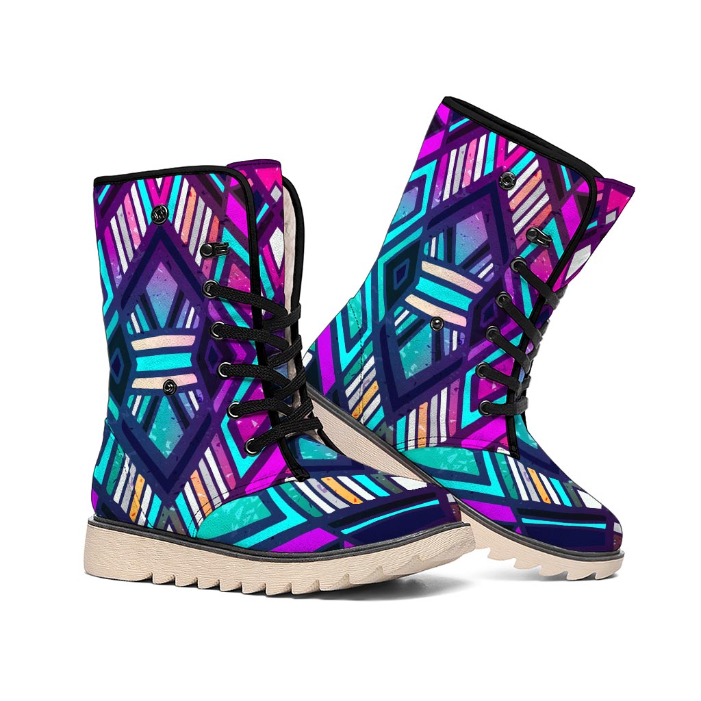 Ethnic Aztec Trippy Print Winter Boots